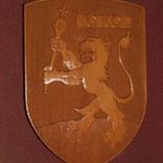 TÖKÖL VÁROS CÍMERE - FARAGOTT BÜKKFA - 25 x 18 x 2 cm. fotó