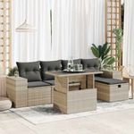 6 részes világosszürke polyrattan kerti ülőgarnitúra párnákkal fotó