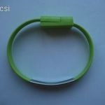 Szilikon karkötő USB - microUSB / micro USB adatkábel töltőkábel zöld ÚJ! 5. KR fotó
