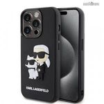 Apple iPhone 15 Pro, Karl Lagerfeld Telefontok, Szilikon, 3D-s logó, Erős védelem, Fekete fotó