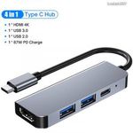 Fém USB C HUB (4k HDMI, USB 3.0/2.0, 87W PD USB C) fotó
