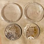 FÁY András: jubileumi emlékpénzek 1896-ból, 2 X 100 Ft, BU és PROOF is fotó