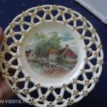 Antik fajansz Zsolnay áttört szélű egyedi festésű fali tál - tányér 1800-as évek vége 19, 5c hibátlan fotó