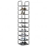 fekete nem szőtt szövetből cipőállvány 10 szintes 33x33x174 cm fotó