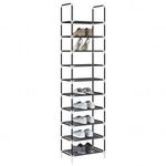 fekete nem szőtt szövetből cipőállvány 10 szintes 44x28x180 cm fotó