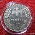 FERENC JÓZSEF 2 KORONA 1914 KB, EZÜST: 10g; kiv- fotó