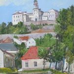Bánfi - "Pannonhalma: Főapátság..." (olaj, karton 43×33 cm) fotó