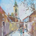 Bánfi - "Szentendre télen.." - (olaj, karton 33×27 cm) fotó