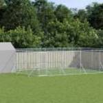vidaXL ezüstszínű horganyzott acél kutyakennel tetővel 10x6x2, 5 m fotó