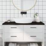 vidaXL sötétbarna kezelt tömör fa fürdőszobai pult 120x60x(2-4) cm fotó
