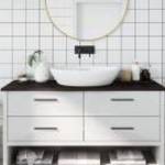 vidaXL sötétbarna kezelt tömör fa fürdőszobai pult 100x40x2 cm fotó
