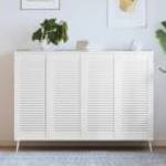 vidaXL 4 db fehér tömör fenyőfa lamellás szekrényajtó 99, 3 x 39, 4 cm fotó