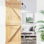 vidaXL tömör fenyőfa tolóajtó fémszerelék-szettel 70 x 210 cm fotó
