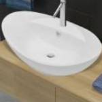 vidaXL 140678 Luxury Ceramic Basin Oval with Overflow and Faucet Hole fotó