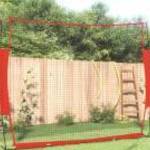 vidaXL piros és fekete acél és poliészter baseballháló 369x107x271 cm fotó