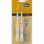 CHICCO gyermek fogkefe készlet Lila-Mustár 6-36h, 2db fotó