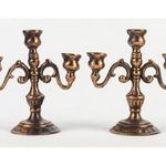 1Q098 Régi kisméretű vörösréz gyertyatartó pár 6.3 cm fotó
