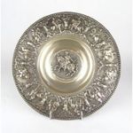 0W988 Csatajelenetes, lovas vörösréz falitál 31cm fotó