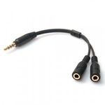 Audió adapter (3.5mm jack dugó + 1 jack aljzat, 1 mikrofon aljzat, 10 cm) FEKETE fotó