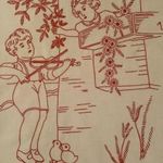 Régi hímzett, szöveges, vászon konyhai falvédő, 87x59 fotó