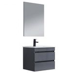 Cube Fürdőszobabútor 60 cm kerámia mosdóval 2 fiókos tükörrel 60x80 cm antracit szürke fotó