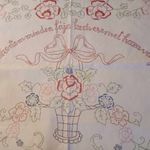 Régi, hímzett, szöveges konyhai falvédő, 128x65 fotó