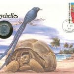 Seychelle-sziget Érmés boríték bélyeggel. fotó