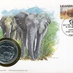 Uganda Világ Vadvédelmi Alap 30. évford. Érmés boríték bélyeggel. Afrikai elefánt fotó