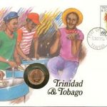 Trinidad és Tobago Érmés boríték bélyeggel. fotó