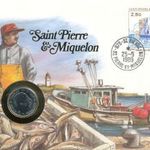 St.Pierre és Miquelon Érmés boríték bélyeggel. fotó