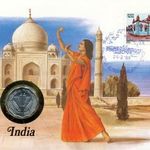 India Érmés boríték bélyeggel. fotó