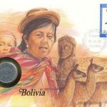 Bolívia Érmés boríték bélyeggel. fotó