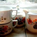 1936-1945 Drasche pipacsos porcelán TEÁSCSÉSZE párban fotó