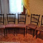 2 db , vintage ebédlő szék bordó-sárga bársony kárpittal fotó