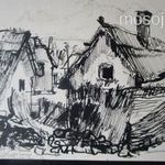 MOSSHAMMER GYÖRGY : festmény FALÚVÉGI HÁZAK 1949 fotó