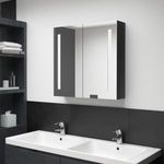 fényes fekete LED-es tükrös fürdőszobaszekrény 62 x 14 x 60 cm fotó