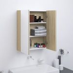 fehér és tölgy MDF tükrös fürdőszobaszekrény 60 x 15 x 75 cm fotó