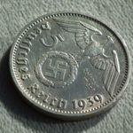 Németország, horogkeresztes ezüst birodalmi 5 Márka (Reichsmark), 1939 J fotó