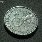 Németország, horogkeresztes ezüst birodalmi 2 Márka (Reichsmark), 1939 F fotó