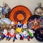 20 db vintage porcelán kerámia csomag figurális szobor Hófehérke figura kínáló tál tányér italtartó fotó