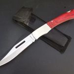 XL SZALONNÁZÓ KÉS BICSKA CSERESZNYE FA MARKOLATTAL TOKKAL ÚJ 24cm fotó