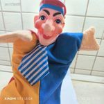 Gumi fejű, posztóruhás báb. Midcentury/Retro/antik játék, katona báb figura (Svejk a derék katona) fotó