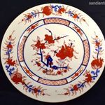 VÖRÖS VIRÁGOKKAL JELZETT JAPÁN PORCELÁN KEREK SÜTEMÉNYES TÁL X fotó