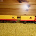 H0 1: 87 Wiking Mercedes Benz teherautó ponyvás platós szerelvénnyel , kamion, vasútmodell fotó