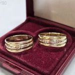 14 K fehér és sárga arany jegygyűrű pár 9.29 g fotó