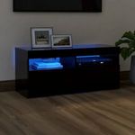 fekete TV-szekrény LED-világítással 90x35x40 cm fotó