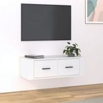 fehér szerelt fa függő TV-szekrény 80 x 36 x 25 cm fotó