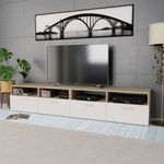 2 db tölgyfa színű/fehér faforgácslap TV szekrény 95x35x36 cm fotó