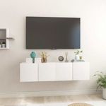 2 db magasfényű fehér függő TV-szekrény 60 x 30 x 30 cm fotó