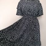 SKUE kék mintás gumis derekú öves MOLETTI ruha kb. UK 18-20, XL-es fotó